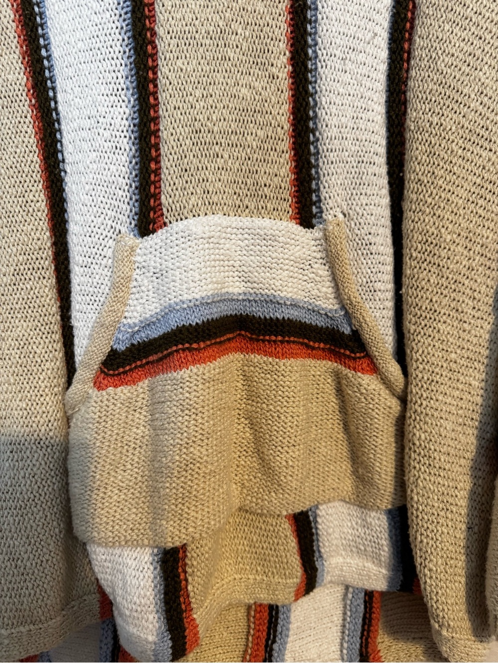 Natural Reflections Striped Knit Hoodie in Tan, White & Rust - Picture 2 of 6